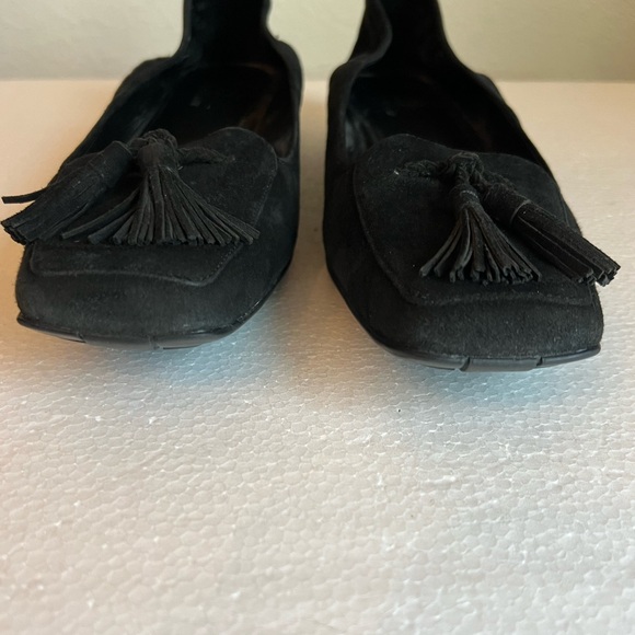 Cole Haan Black Suede Loafers Flats Tassels on Square Toe Air Brogan Size 10 AA - Picture 7 of 11